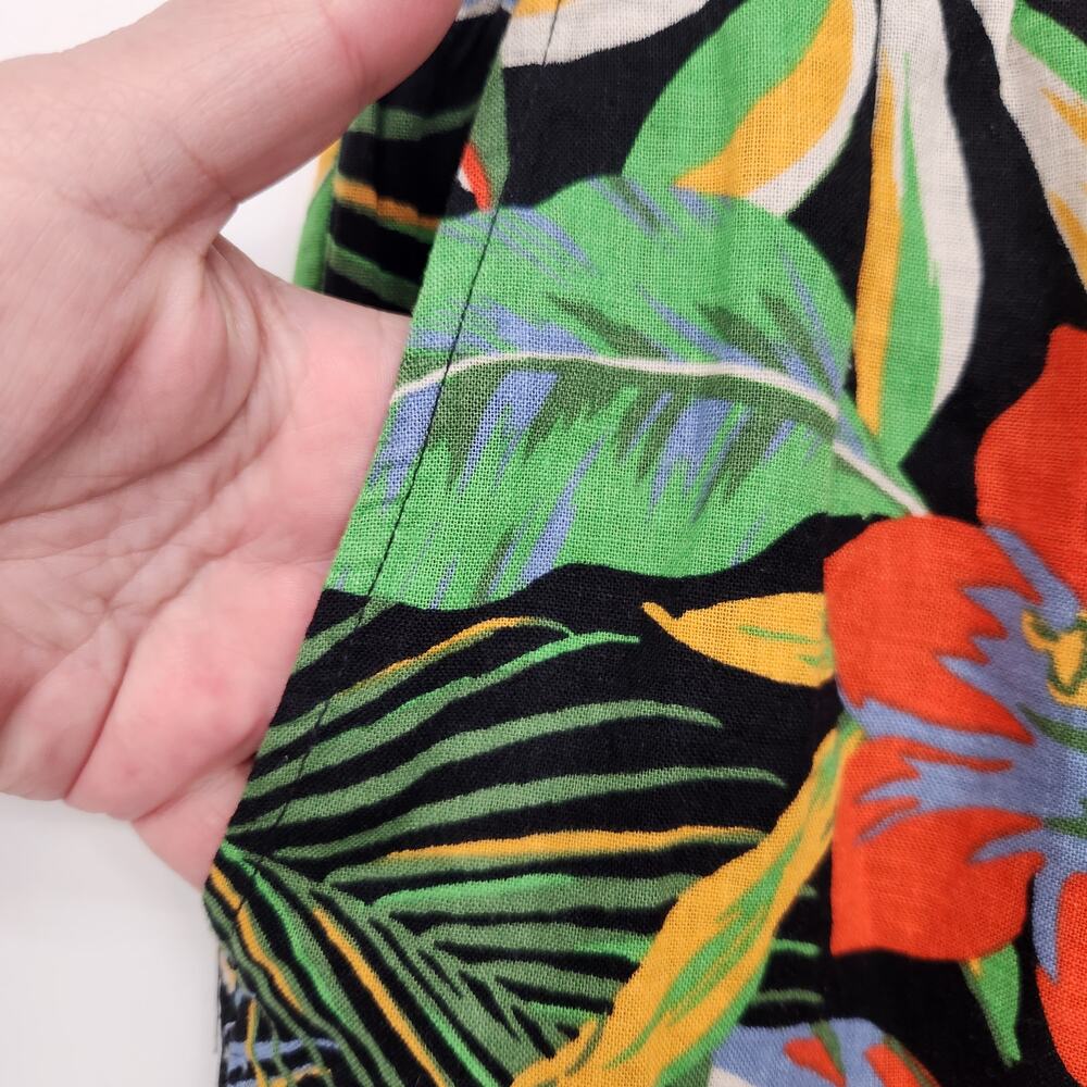 C&C California Black Linen Blend Tropical Wide Leg Pull on Crop Pants Women's M - Picture 6 of 8